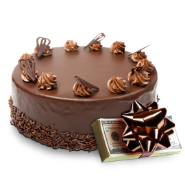 Uzbekistan Som with a Chocolate Cake