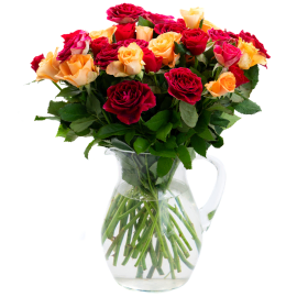 Radiant Rainbow Bouquet With 31 Short Stemmed Roses