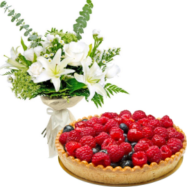 Berries Tart and A Bouquet