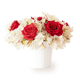 Elegant Red Rose and Astroemeria Arrangement