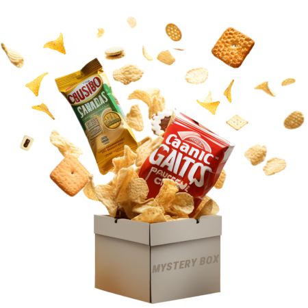 Cesta de regalo misteriosa con bocadillos