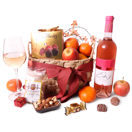 Cesta de regalo "Indulgencia en el huerto de rosas"