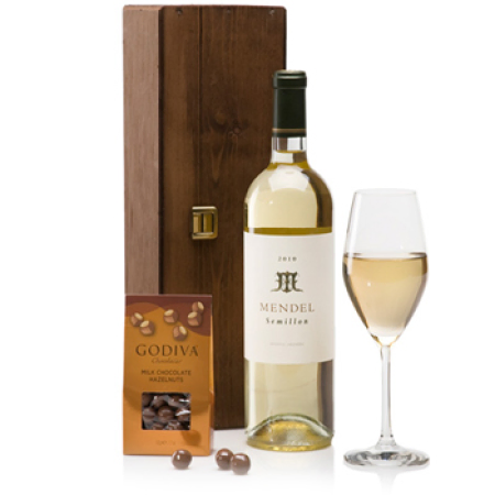 Vino Blanco y Chocolates Caja de regalo