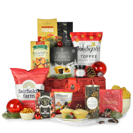 Cesta festiva de golosinas gourmet