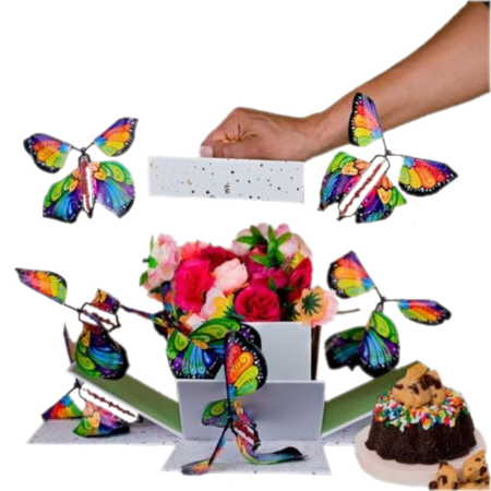 Flores y mariposas de cumpleaños