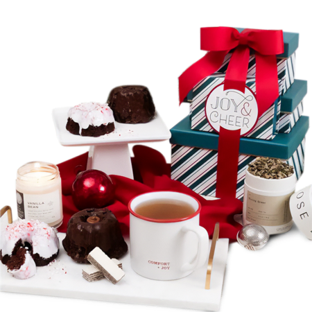 Acogedor juego de té y golosinas navideñas